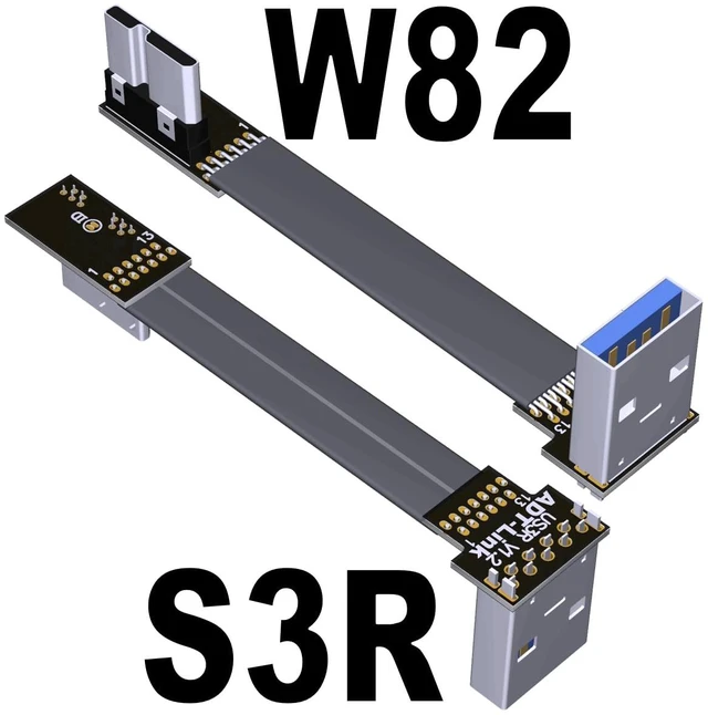 Alt view image 2 of 7 - USB 3.0 Type A Male to Micro-B Male Ribbon Flat EMI Shielding Flat Cable FPC USB 3.0 Micro B 90 Degree Angle Connector Up Downward (50cm, S3R-W82)