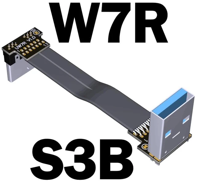 Alt view image 2 of 7 - USB 3.0 Type A Male to Micro-B Male Ribbon Flat EMI Shielding Flat Cable FPC USB 3.0 Micro B 90 Degree Angle Connector Up Downward (15cm, S3B-W7R)