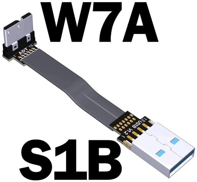 Alt view image 2 of 7 - USB 3.0 Type A Male to Micro-B Male Ribbon Flat EMI Shielding Flat Cable FPC USB 3.0 Micro B 90 Degree Angle Connector Up Downward (3cm, S1B-W7A)
