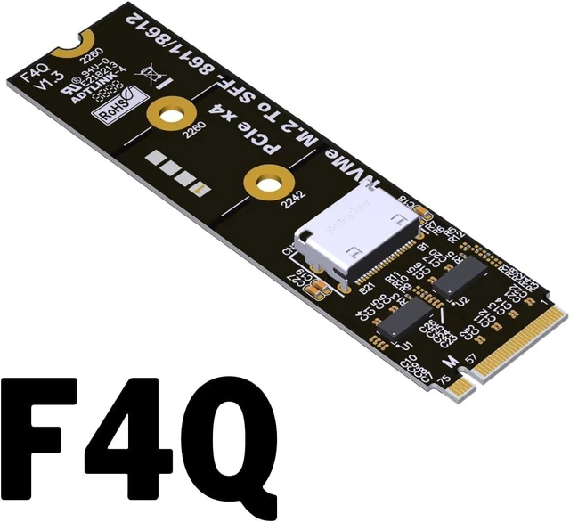 Alt view image 4 of 4 - ADT-Link PCIe 5.0 M.2 NVMe to OCuLink SFF-8612 Female 4i Host Adapter with ReDriver(F4Q(Gen5))