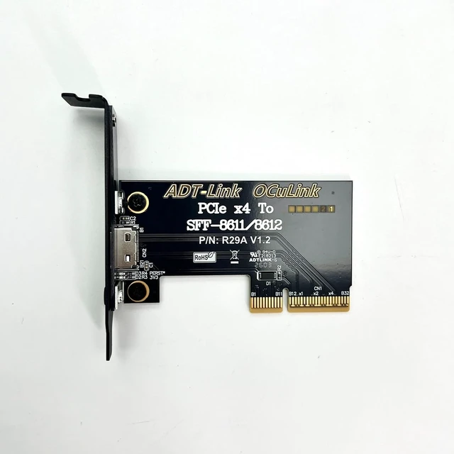 Alt view image 2 of 6 - PCIe 4.0 x4 to Oculink SFF 8612 Adapter, SFF 8611 External Graphics Card with Bracket, Host Adapter for NVMe SSD GPU EGPU (R29A)