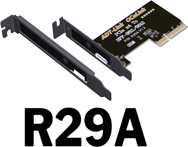 Alt view image 6 of 6 - PCIe 4.0 x4 to Oculink SFF 8612 Adapter, SFF 8611 External Graphics Card with Bracket, Host Adapter for NVMe SSD GPU EGPU (R29A)
