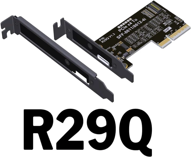 Alt view image 5 of 5 - ADT-Link PCIe 5.0 x4 to OCuLink SFF-8612 Female 4i Host Adapter with with Redriver 128Gbps High Speed PCIe Riser Card (R29Q(Gen5))