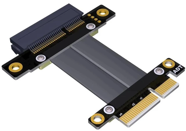 Main image of PCIE 4.0/3.0 X1 Riser Cable Dual 90 Degree Right Angle PCIe 3.0 x4 to x4 Extension Cable PCI Express 4X Riser Card Ribbon Extender (R22SF, 10cm)