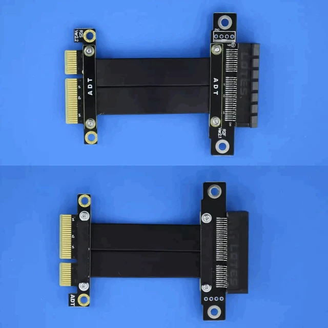Alt view image 3 of 5 - PCIE 4.0/3.0 X1 Riser Cable Dual 90 Degree Right Angle PCIe 3.0 x4 to x4 Extension Cable PCI Express 4X Riser Card Ribbon Extender (R22SF, 10cm)