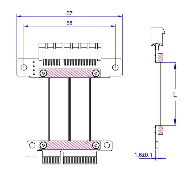 Alt view image 5 of 5 - PCIE 4.0/3.0 X1 Riser Cable Dual 90 Degree Right Angle PCIe 3.0 x4 to x4 Extension Cable PCI Express 4X Riser Card Ribbon Extender (R22SF, 10cm)