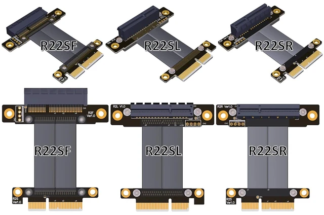 Alt view image 4 of 5 - PCIE 4.0/3.0 X1 Riser Cable Dual 90 Degree Right Angle PCIe 3.0 x4 to x4 Extension Cable PCI Express 4X Riser Card Ribbon Extender (R22SF, 10cm)