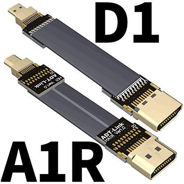 Alt view image 2 of 7 - Shielded 2.0 HDMI A Type to Micro HDMI D Type 2K/144hz 4K/60Hz Computer Wire Standard Flat Ribbon Cable (3cm, A1R-D1(Male-Male))