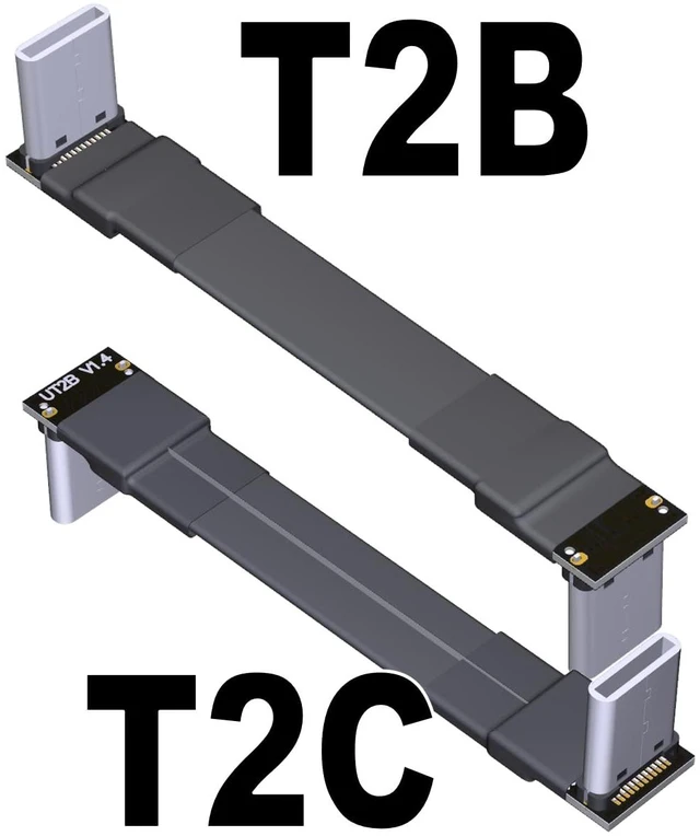 Alt view image 2 of 4 - USB 3.1 Type C to Type C Extension Cable 90 Degree FPC FPV Ribbon Flat USB C Cable 3A 10Gbps Gen2x1 (30cm, T2C-T2B)