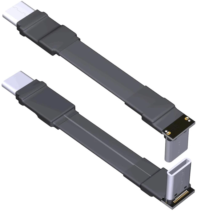 Main image of USB 3.1 Type C to Type C Extension Cable 90 Degree FPC FPV Ribbon Flat USB C Cable 3A 10Gbps Gen2x1 (25cm, T2C-T1B)
