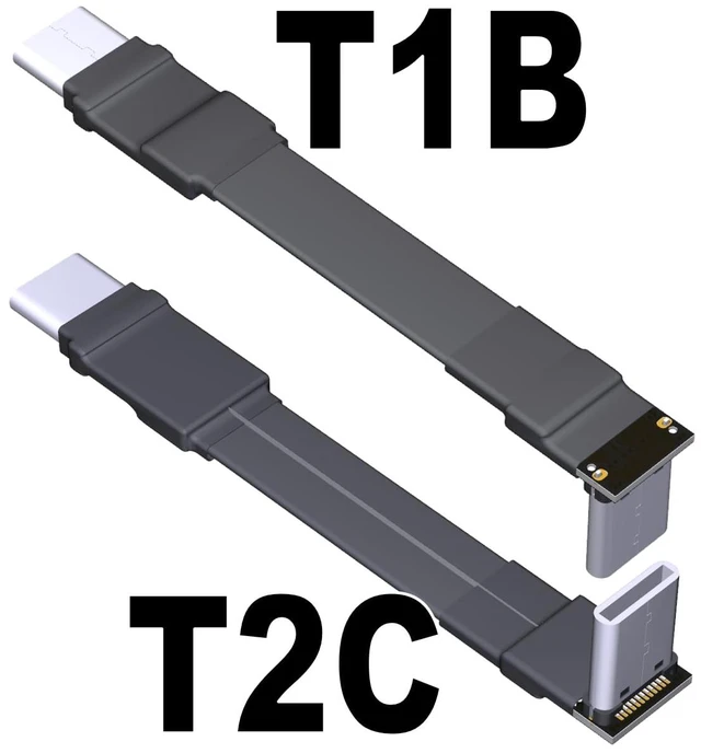 Alt view image 2 of 4 - USB 3.1 Type C to Type C Extension Cable 90 Degree FPC FPV Ribbon Flat USB C Cable 3A 10Gbps Gen2x1 (25cm, T2C-T1B)