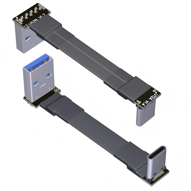Main image of USB 3.1 Type-A Male to USB3.1 Type-C Male Up/Down Angle USB Data Cable Type c Cord Connector Adapter FPC FPV Flat (30cm, T2A-S2B)