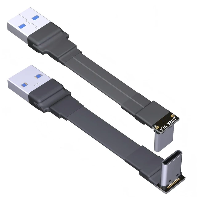 Main image of USB 3.1 Type-A Male to USB3.1 Type-C Male Up/Down Angle USB Data Cable Type c Cord Connector Adapter FPC FPV Flat (5cm, T2A-S1B)