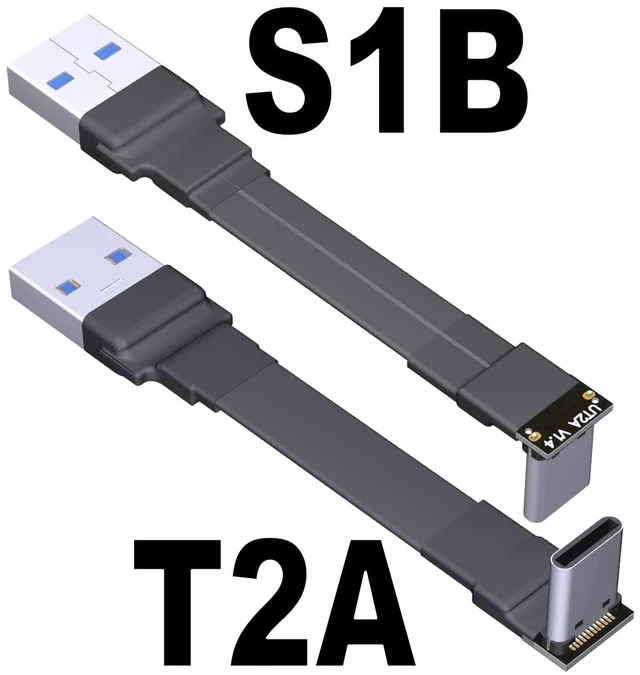 Alt view image 2 of 7 - USB 3.1 Type-A Male to USB3.1 Type-C Male Up/Down Angle USB Data Cable Type c Cord Connector Adapter FPC FPV Flat (5cm, T2A-S1B)