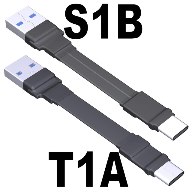 Alt view image 2 of 7 - USB 3.1 Type-A Male to USB3.1 Type-C Male Up/Down Angle USB Data Cable Type c Cord Connector Adapter FPC FPV Flat (10cm, T1A-S1B)