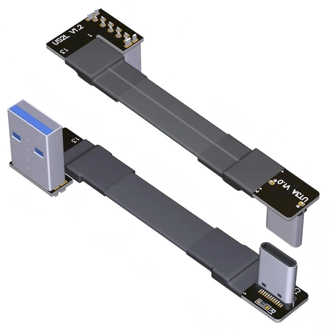Main image of USB 3.1 Type-A Male to USB3.1 Type-C Male Up/Down Angle USB Data Cable Type c Cord Connector Adapter FPC FPV Flat (3cm, T3A-S2L)