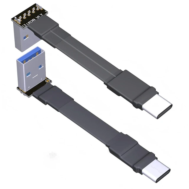 Main image of USB 3.1 Type-A Male to USB3.1 Type-C Male Up/Down Angle USB Data Cable Type c Cord Connector Adapter FPC FPV Flat (25cm, T1A-S2B)