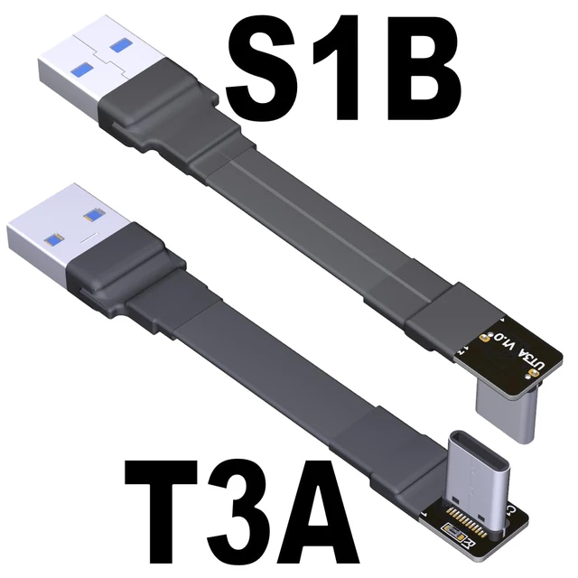 Alt view image 2 of 7 - USB 3.1 Type-A Male to USB3.1 Type-C Male Up/Down Angle USB Data Cable Type c Cord Connector Adapter FPC FPV Flat (50cm, T3A-S1B)
