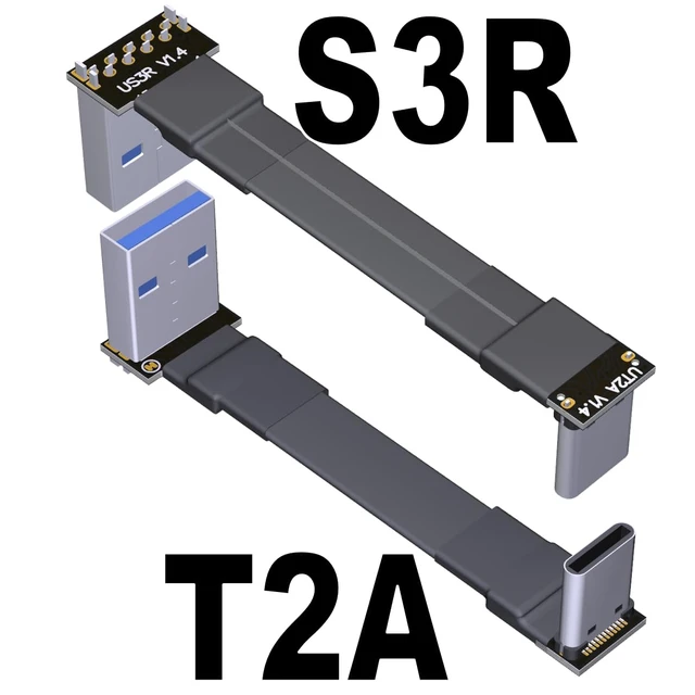 Alt view image 2 of 7 - USB 3.1 Type-A Male to USB3.1 Type-C Male Up/Down Angle USB Data Cable Type c Cord Connector Adapter FPC FPV Flat (50cm, T2A-S3R)