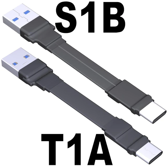 Alt view image 2 of 7 - USB 3.1 Type-A Male to USB3.1 Type-C Male Up/Down Angle USB Data Cable Type c Cord Connector Adapter FPC FPV Flat (50cm, T1A-S1B)