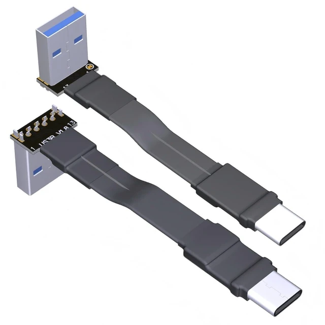 Main image of USB 3.1 Type-A Male to USB3.1 Type-C Male Up/Down Angle USB Data Cable Type c Cord Connector Adapter FPC FPV Flat (5cm, T1A-S3B)