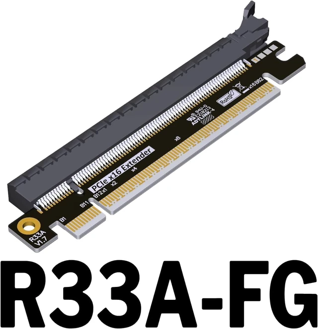 Alt view image 2 of 4 - R33A-FG PCIe x16 Riser Card Male to Female Adapter Gen5