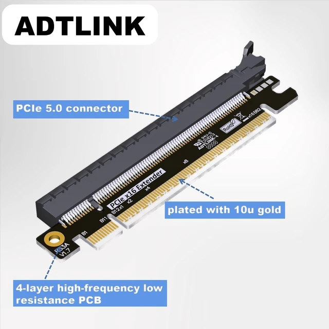 Alt view image 3 of 4 - R33A-FG PCIe x16 Riser Card Male to Female Adapter Gen5