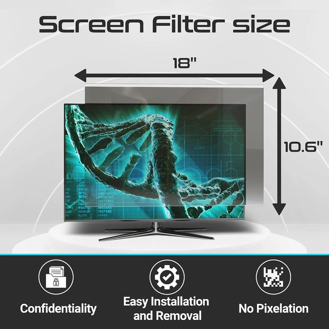 Alt view image 6 of 7 - Screen Protector Privacy Screen Panel for 20 inches (Screen Measured Diagonally) Computer Monitor, Anti Blue Light and Easy Installation, Screen Panel Size 10.6" Height x18 Width