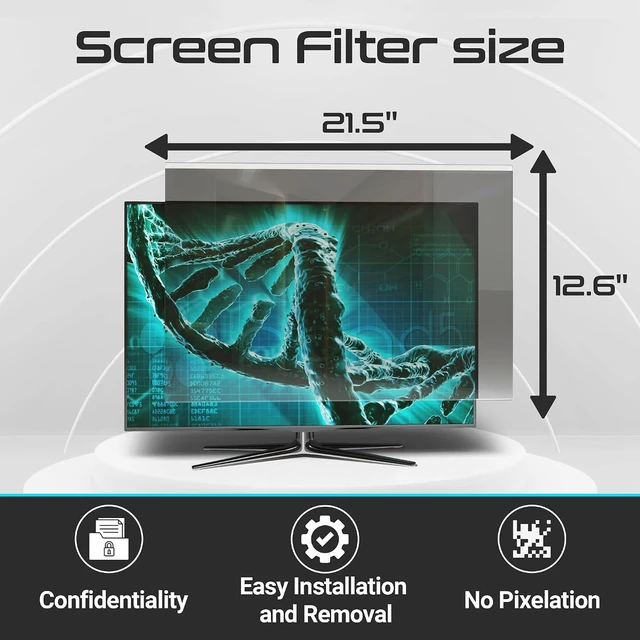 Alt view image 6 of 7 - Screen Protector Privacy Screen Panel for 24 inches (Screen Measured Diagonally) Computer Monitor, Anti Blue Light and Easy Installation, Screen Panel Size 12.6" Height x21.5 Width