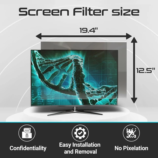 Alt view image 6 of 7 - Screen Protector Privacy Screen Panel for 22 inches (Screen Measured Diagonally) Computer Monitor, Anti Blue Light and Easy Installation, Screen Panel Size 12.5" Height x19.4 Width