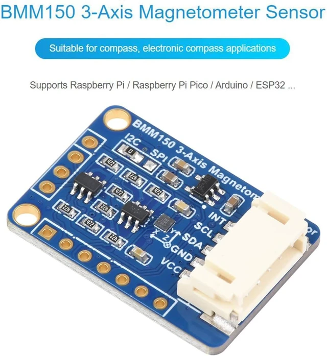 Alt view image 2 of 7 - BMM150 3-axis Magnetometer Sensor, Digital Compass Sensor, Magnetic Field Measurement, I2C/SPI Interface, Support Raspberry Pi/Raspberry Pi Pico/Ardu / ESP32