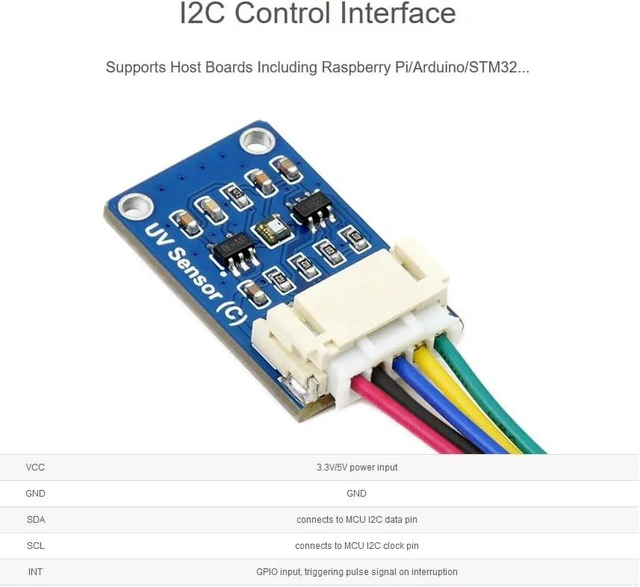 Alt view image 4 of 7 - waveshare Digital LTR390-UV Ultraviolet Sensor (C), Direct UV Index Value Output, I2C Bus 3.3V/5V,Compatible with Raspberry Pi/forArduino/STM32