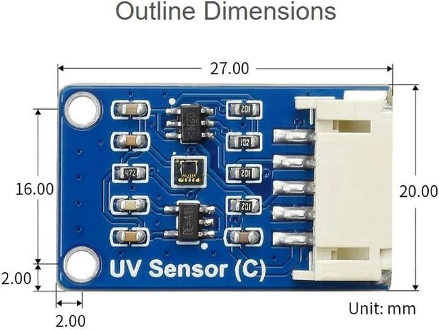 Alt view image 6 of 7 - waveshare Digital LTR390-UV Ultraviolet Sensor (C), Direct UV Index Value Output, I2C Bus 3.3V/5V,Compatible with Raspberry Pi/forArduino/STM32