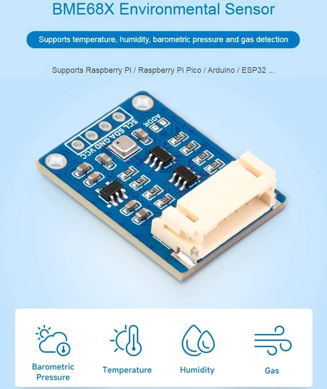 Alt view image 2 of 7 - BME680 Environmental Sensor, Temperature/Humidity/BarometricPressure Detect