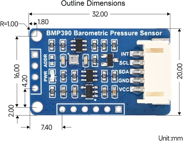 Alt view image 7 of 7 - waveshare BMP390 High Precision Barometric Pressure Sensor, Barometric Pressure/Altitude/Temperature Measuring, I2C and SPI Interfaces, for Raspberry Pi/Raspberry Pi Pico/Ardu/ ESP32
