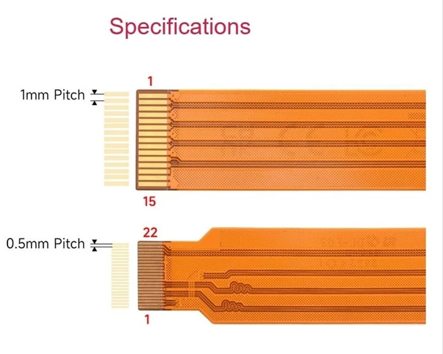 Alt view image 2 of 5 - 5PCS Official Pi DSI Display FPC Flexible Cable Compatible with Raspberry Pi 5, 22Pin to 15Pin, Suitable for RPi 5 Connecting to DSI Display Screen (200mm/20cm/0.65ft Length)