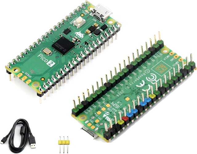 Main image of Pico 2 with Pre-Soldered Color-Coded Header Compatible with Raspberry Pi Pico 2 Microcontroller, Based on RP2350, Dual-Core ARM Cortex-M33 and Dual-Core Hazard3 RISC-V Processor 4MB Flash, 3 Items