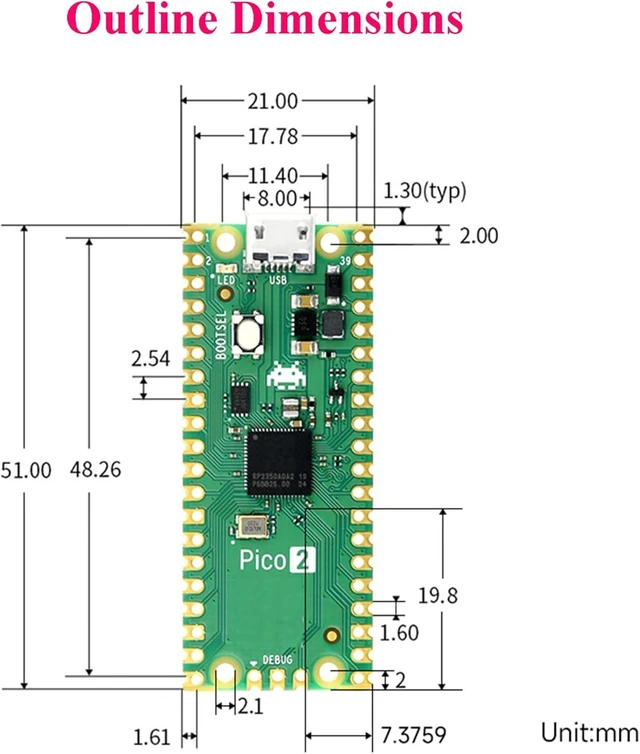 Alt view image 7 of 7 - Pico 2 with Pre-Soldered Color-Coded Header Compatible with Raspberry Pi Pico 2 Microcontroller, Based on RP2350, Dual-Core ARM Cortex-M33 and Dual-Core Hazard3 RISC-V Processor 4MB Flash, 3 Items