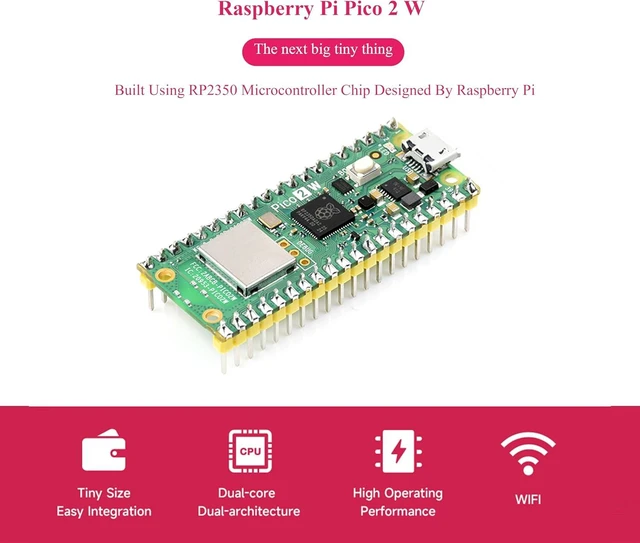 Alt view image 3 of 7 - (2PCS) Pico 2 W with Soldered Header Compatible with Raspberry Pi Pico 2 W