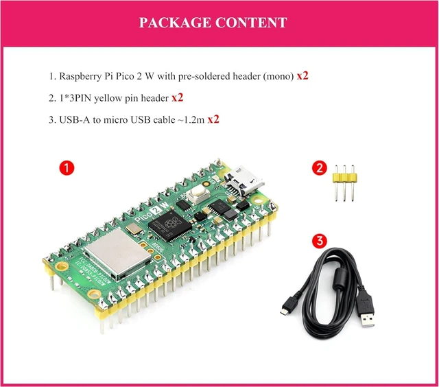 Alt view image 2 of 7 - (2PCS) Pico 2 W with Soldered Header Compatible with Raspberry Pi Pico 2 W