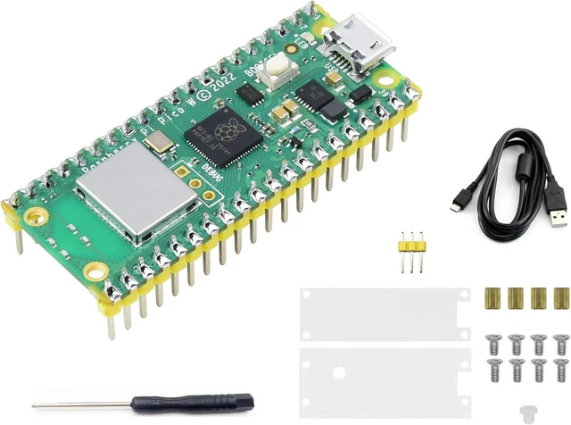 Main image of Pre-Soldered Header Raspberry Pi Pico W, Built-in WiFi Support 2.4 GHZ Wi-Fi 4, Based on Official RP2040 Dual-Core Processor,Dual-core Arm Cortex M0+ ProcessorComes with Pico W Board and Case