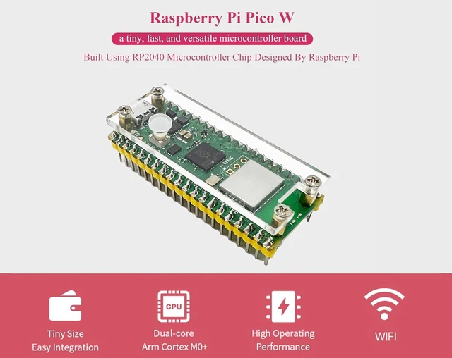 Alt view image 3 of 7 - Pre-Soldered Header Raspberry Pi Pico W, Built-in WiFi Support 2.4 GHZ Wi-Fi 4, Based on Official RP2040 Dual-Core Processor,Dual-core Arm Cortex M0+ ProcessorComes with Pico W Board and Case