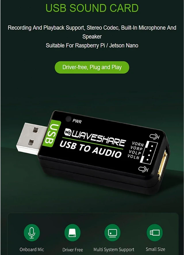 Alt view image 2 of 7 - USB to Audio USB Sound Card with 8 5W Speaker, Driver-Free Plug and Play