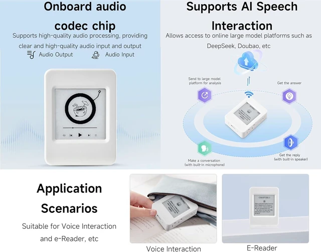 Alt view image 3 of 7 - ESP32-S3 1.54inch e-Paper AIoT Development Board, 200 x 200, Black/White, Supports Wi-Fi and Bluetooth Dual-Mode Communication,Supports AI Speech Interaction, DIY Creative Function, etc.