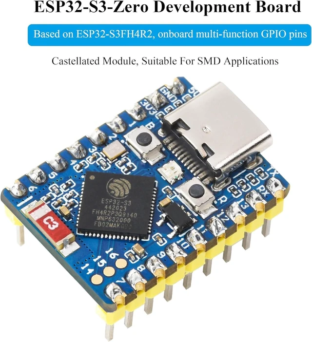 Alt view image 2 of 7 - 3PCS ESP32-S3 Mini Development Board with Pre-Soldered Header, Based on ESP32-S3FH4R2 Processor, 240MHz Running Frequency, Support 2.4GHz Wi-Fi & Bluetooth 5, Onboard 4MB Flash Memory
