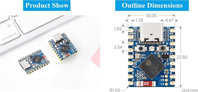 Alt view image 6 of 7 - 3PCS ESP32-S3 Mini Development Board with Pre-Soldered Header, Based on ESP32-S3FH4R2 Processor, 240MHz Running Frequency, Support 2.4GHz Wi-Fi & Bluetooth 5, Onboard 4MB Flash Memory