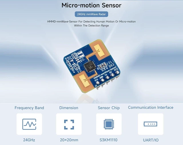 Alt view image 2 of 7 - 2PCS Human Micro-Motion Detection mmWave Sensor, Compatible with Raspberry Pi/Pi Pico/Jetson Nano/ESP32, 24GHz mmWave Radar, Frequency Modulated Continuous Wave (FMCW) Technology, UART & GPIO Output