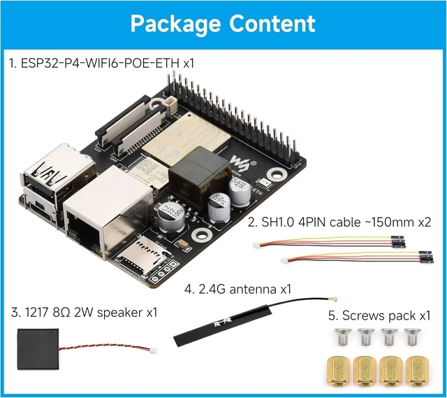 Alt view image 2 of 7 - ESP32-P4 WIFI6 POE ETH AI Development Board, with ESP32-P4 and ESP32-C6