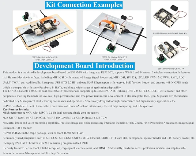 Alt view image 5 of 7 - ESP32-P4-Module High-Performance Development Board, Based On ESP32-P4 and ESP32-C6, Supports Wi-Fi 6 and Bluetooth 5/BLE, Rich Human-Machine Interfaces, Comes with Speaker