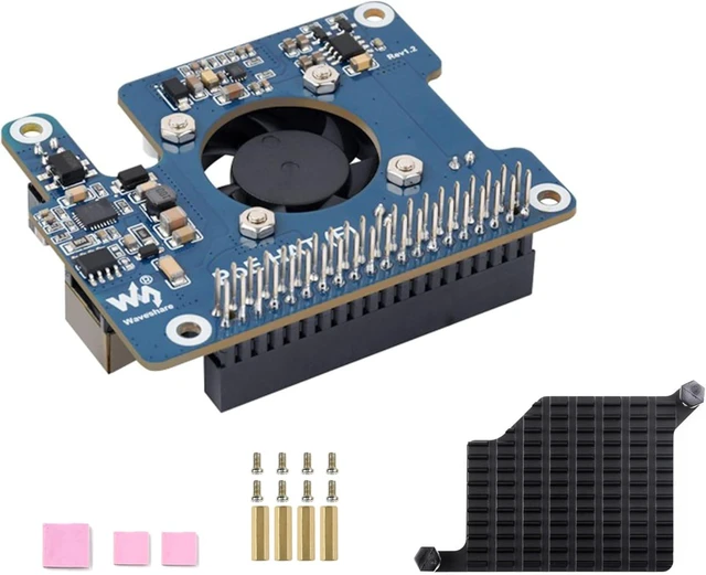 Main image of Power Over Ethernet HAT PoE HAT with Metal Heatsink for Raspberry Pi 5, Onboard Cooling Fan, Supports 802.3af/at Network, 12V and 5V Power Outputs Easy for More Peripherals